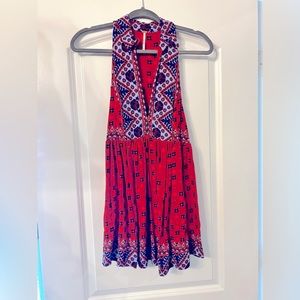 Free People Red Boho Print Tunic